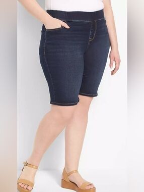 Pull-On High-Rise Bermuda Short - Dark Wash